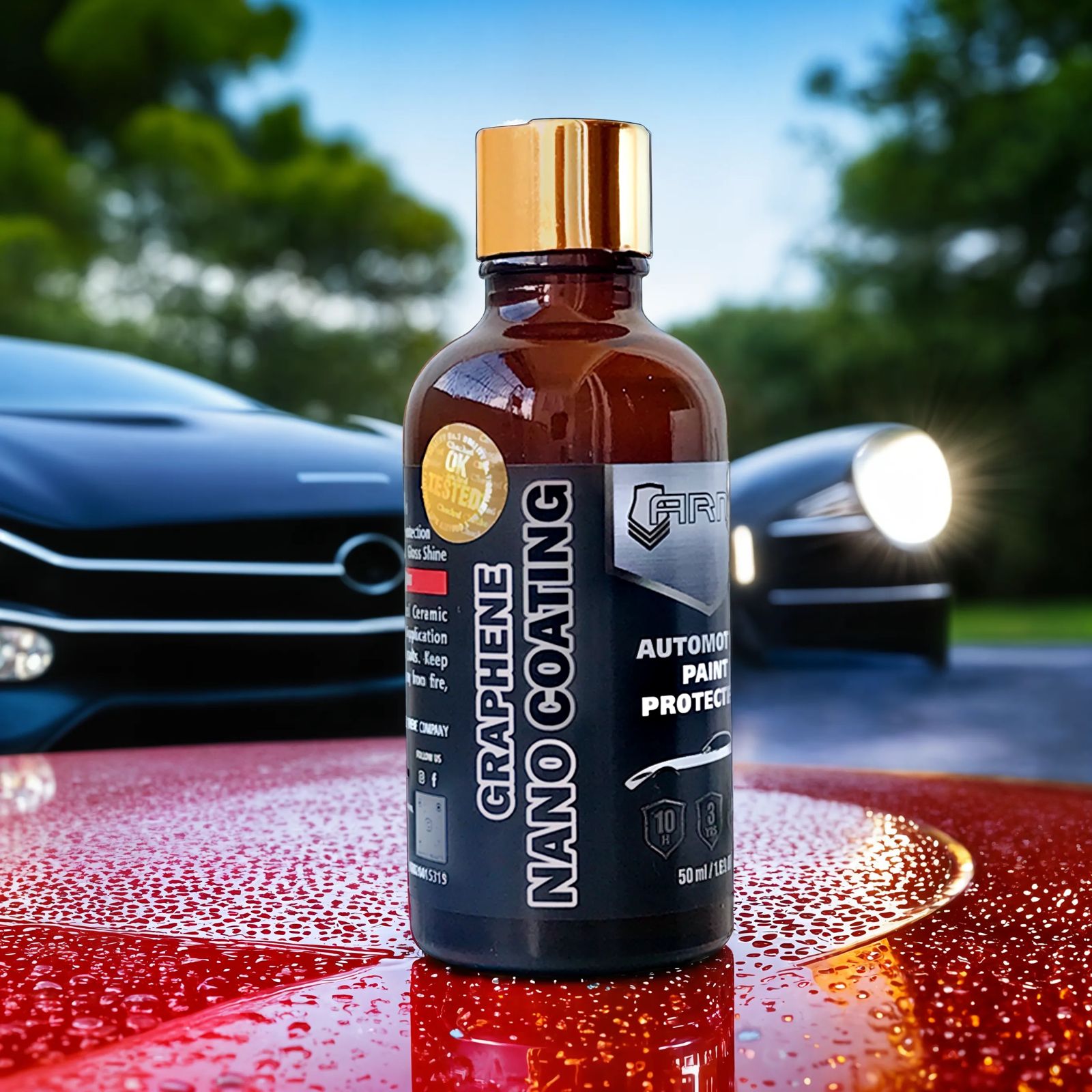 ARMI® Graphene Ceramic Nano Coating – 50 ml (DIY Kit) 10H Hardness | Extreme Gloss | Hydrophobic Finish | UV + Scratch Protection | For Painted Surfaces Only