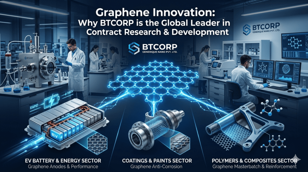 BTCORP graphene innovation and R&D contract research services for EV battery, coating, and polymer industries.