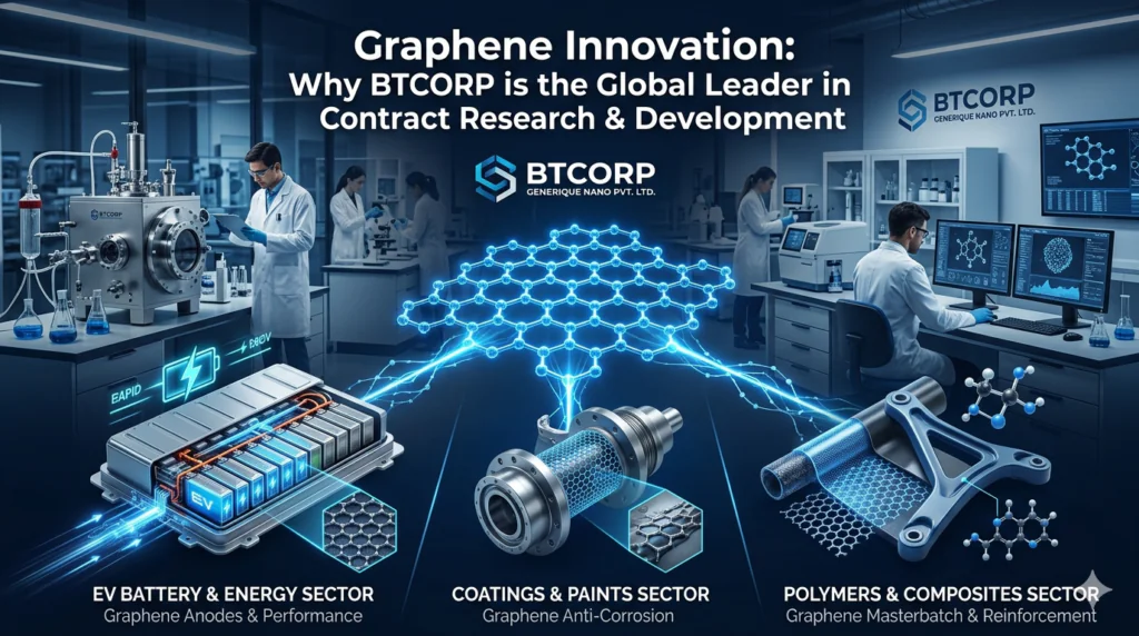 BTCORP graphene innovation and R&D contract research services for EV battery, coating, and polymer industries.