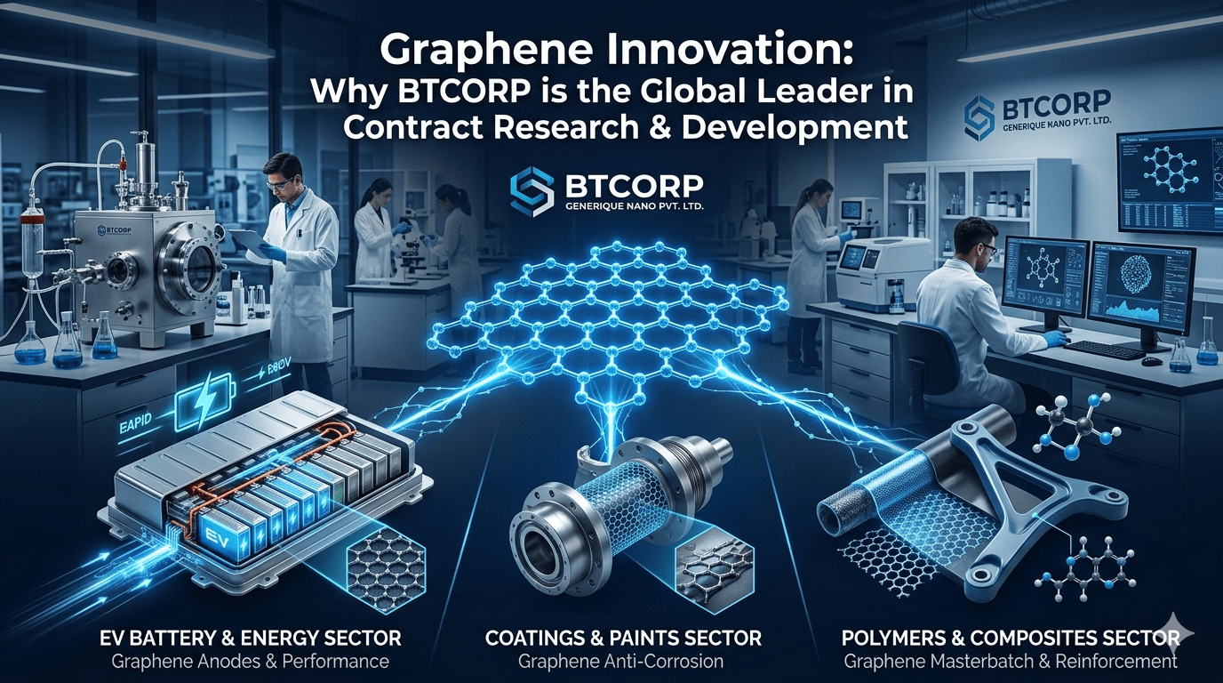 BTCORP graphene innovation and R&D contract research services for EV battery, coating, and polymer industries.
