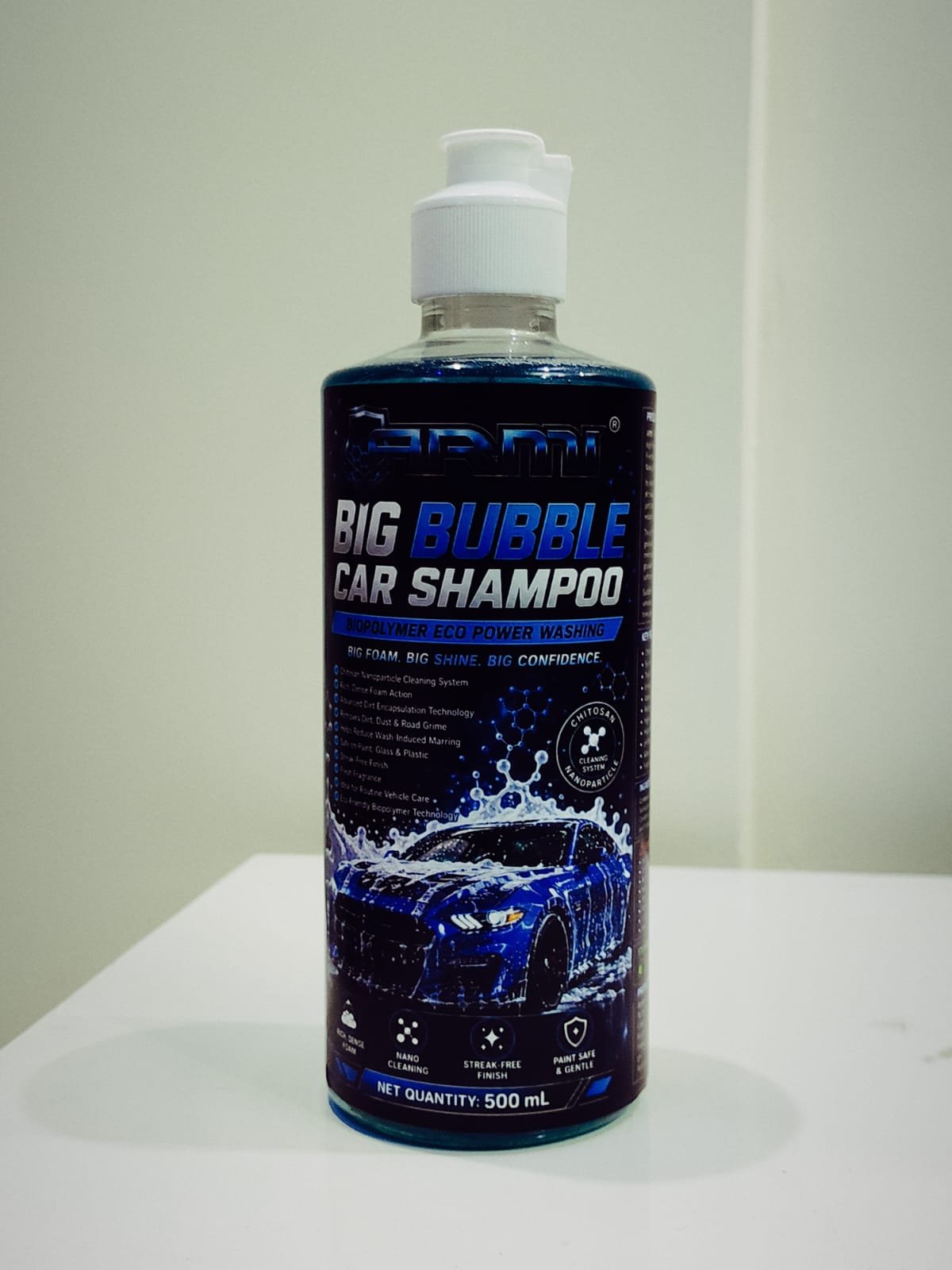 ARMI Big Bubble Car Shampoo Bottle & Formulation