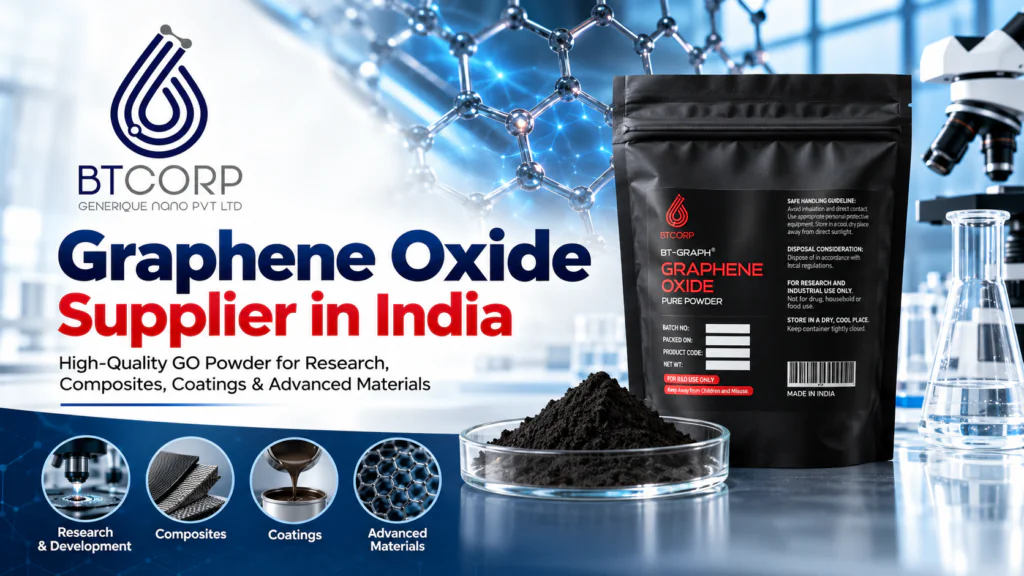 Graphene Oxide Supplier in India – BTCORP High-Quality GO Powder for Research and Advanced Materials